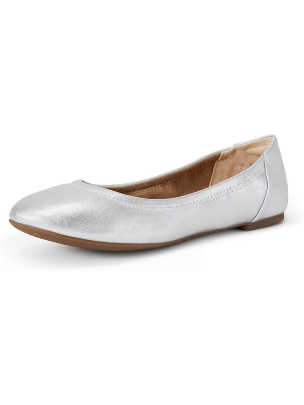 Women's Silver Faux Leather Synthetic Comfortable Slip-On Ballet Flat Shoes